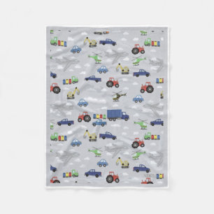 Mooie Kleurrijke Auto's En Vrachtwagens Patroon Fl Fleece Deken