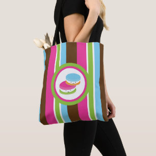 Mooie Kleurrijke Bakkerij Macarons Leuk Strepen Tote Bag