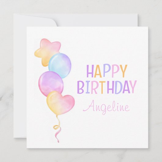 Mooie Kleurrijke Ballon Kinderen Gelukkige Verjaar (Voorkant)