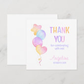 Mooie Kleurrijke Ballon Kinderen Verjaardag Bedank Bedankkaart (Voorkant / Achterkant)