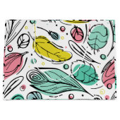 Mooie kleurrijke bladpatroon in turkoois wit groot cadeauzakje (Voorkant)