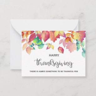 Mooie, kleurrijke bladzijdes najaar Thanksgiving Notitiekaartje