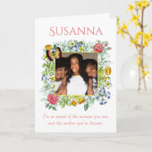 Mooie Kleurrijke Bloem Foto Frame Moederdag Kaart (Gele Bloem)