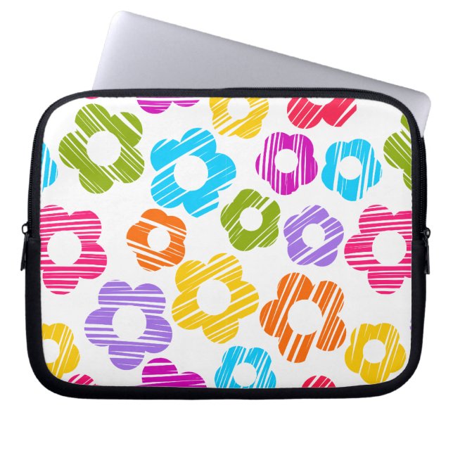 Mooie kleurrijke bloem meisjesachtig vrolijke bloe laptop sleeve (Voorkant)
