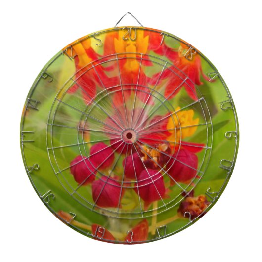 Mooie kleurrijke bloem met Milkweed Art Print Dartbord (Voorkant)