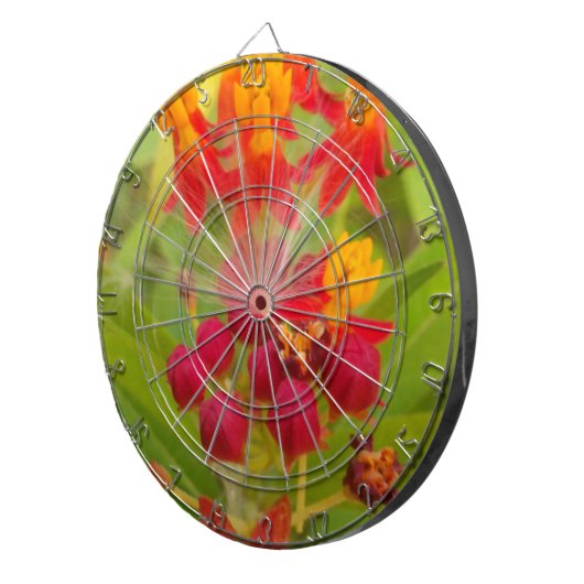 Mooie kleurrijke bloem met Milkweed Art Print Dartbord (Voorkant Rechts)