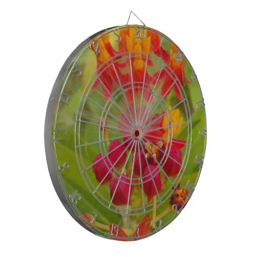 Mooie kleurrijke bloem met Milkweed Art Print Dartbord (Voorkant Links)