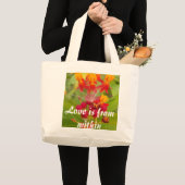 Mooie kleurrijke bloem met Milkweed Art Print Grote Tote Bag (Voorkant (product))