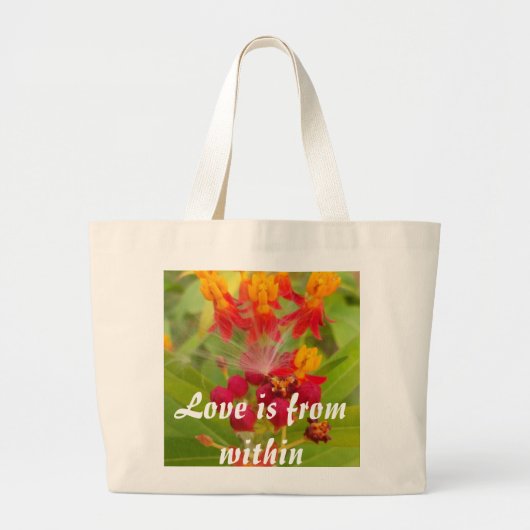 Mooie kleurrijke bloem met Milkweed Art Print Grote Tote Bag (Voorkant)