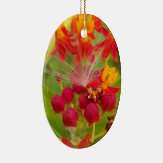 Mooie kleurrijke bloem met Milkweed Art Print Keramisch Ornament (Rechts)