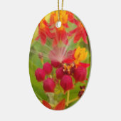 Mooie kleurrijke bloem met Milkweed Art Print Keramisch Ornament (Links)