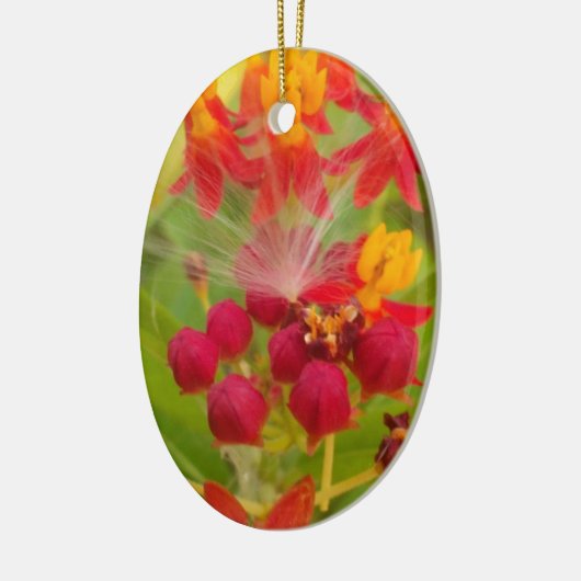 Mooie kleurrijke bloem met Milkweed Art Print Keramisch Ornament (Links)