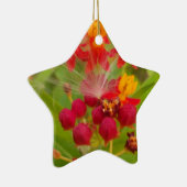 Mooie kleurrijke bloem met Milkweed Art Print Keramisch Ornament (Rechts)