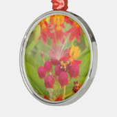 Mooie kleurrijke bloem met Milkweed Art Print Metalen Ornament (Links)