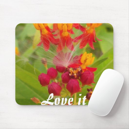 Mooie kleurrijke bloem met Milkweed Art Print Muismat (Met muis)