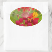 Mooie kleurrijke bloem met Milkweed Art Print Ovale Sticker (Tas)