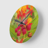 Mooie kleurrijke bloem met Milkweed Art Print Ronde Klok (Hoek)