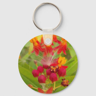 Mooie kleurrijke bloem met Milkweed Art Print Sleutelhanger