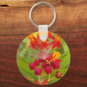 Mooie kleurrijke bloem met Milkweed Art Print Sleutelhanger (Voorkant)