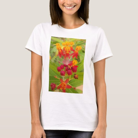 Mooie kleurrijke bloem met Milkweed Art Print T-shirt (Voorkant)