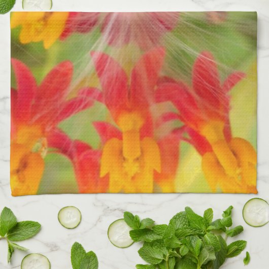 Mooie kleurrijke bloem met Milkweed Art Print Theedoek (Gevouwen)