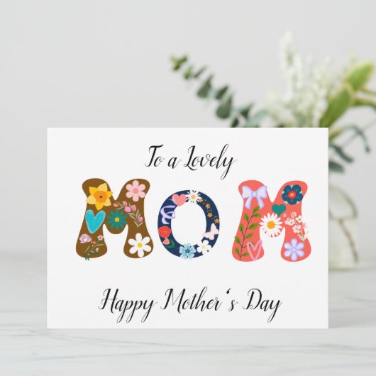 Mooie Kleurrijke Bloem MOEDER Moederdagkaart Feestdagenkaart (Staand voorkant)