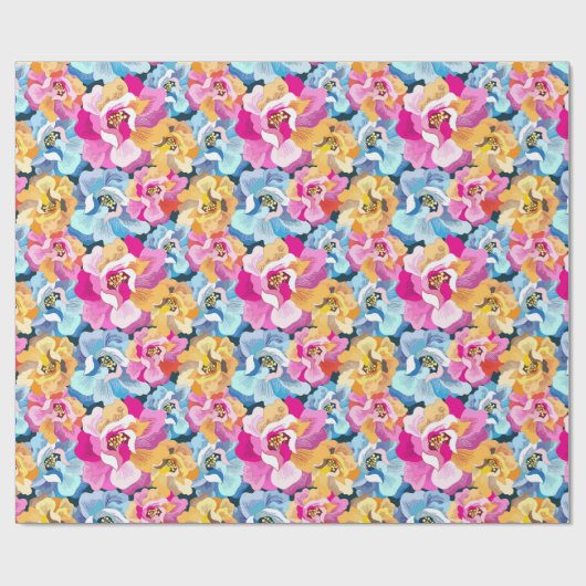 Mooie, kleurrijke bloemen cadeaupapier (Vlak)