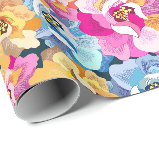 Mooie, kleurrijke bloemen cadeaupapier (Rol Hoek)