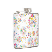 Mooie Kleurrijke Bloemen Cirkels Patroon op Wit Heupfles (Rechts)