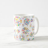 Mooie Kleurrijke Bloemen Cirkels Patroon op Wit Koffiemok (Voorkant rechts)