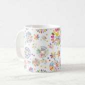 Mooie Kleurrijke Bloemen Cirkels Patroon op Wit Koffiemok (Voorkant links)
