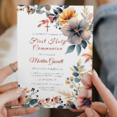 Mooie kleurrijke bloemen Eerste Heilige Communie Kaart