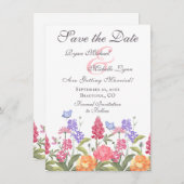 Mooie Kleurrijke Bloemen en Vlinders Trouwfeest Save The Date (Voorkant / Achterkant)