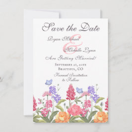 Mooie Kleurrijke Bloemen en Vlinders Trouwfeest Save The Date