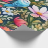 Mooie kleurrijke bloemen en vogels Inpakpapier (Hoek)