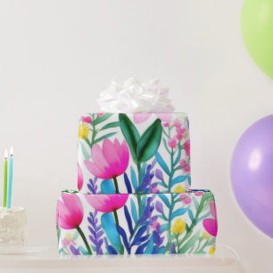 Mooie kleurrijke bloemen en vogels Wrapping Paper Cadeaupapier