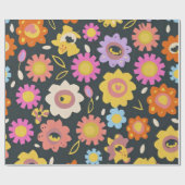 Mooie kleurrijke bloemen en vogels Wrapping Paper Cadeaupapier (Vlak)