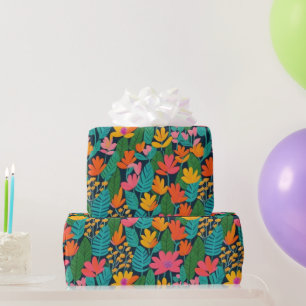 Mooie kleurrijke bloemen en vogels Wrapping Paper Cadeaupapier
