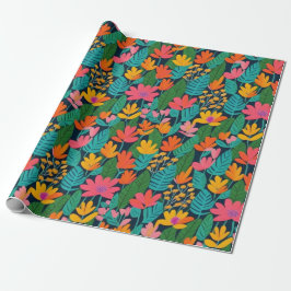 Mooie kleurrijke bloemen en vogels Wrapping Paper Cadeaupapier