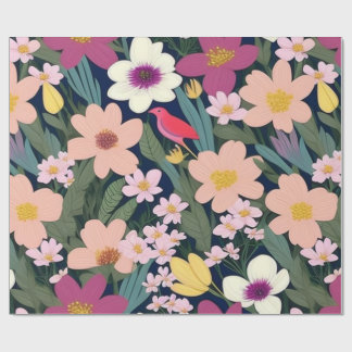 Mooie kleurrijke bloemen en vogels Wrapping Paper Cadeaupapier