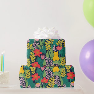 Mooie kleurrijke bloemen en vogels Wrapping Paper Cadeaupapier