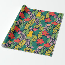 Mooie kleurrijke bloemen en vogels Wrapping Paper