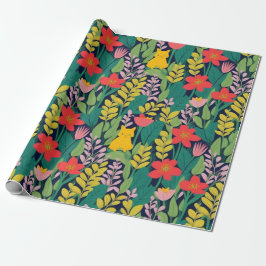 Mooie kleurrijke bloemen en vogels Wrapping Paper Cadeaupapier
