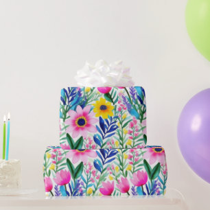 Mooie kleurrijke bloemen en vogels Wrapping Paper Cadeaupapier