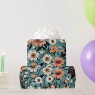 Mooie kleurrijke bloemen inpakpapier