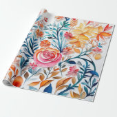 Mooie kleurrijke bloemen inpakpapier (Uitgerold)