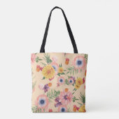 Mooie kleurrijke bloemen met bladeren tote bag (Achterkant)