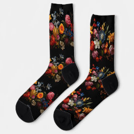 Mooie kleurrijke bloemen op zwart sokken