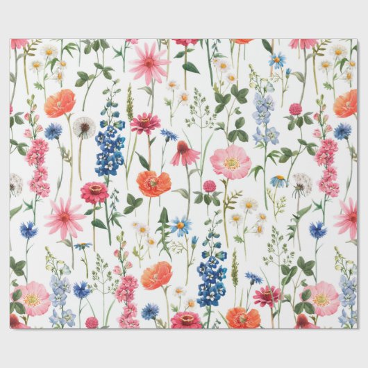 Mooie kleurrijke bloemen tuin naadloos patroon cadeaupapier (Vlak)