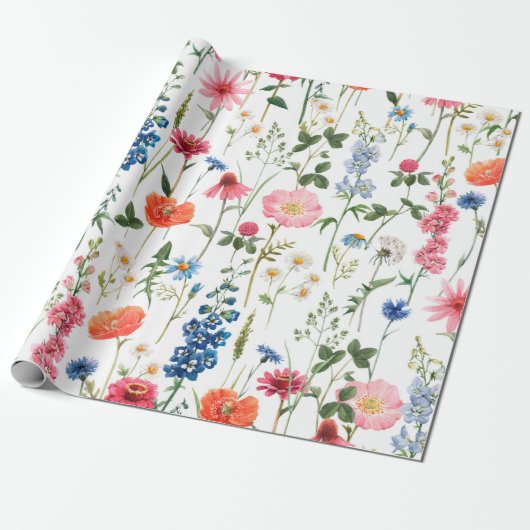 Mooie kleurrijke bloemen tuin naadloos patroon cadeaupapier (Uitgerold)